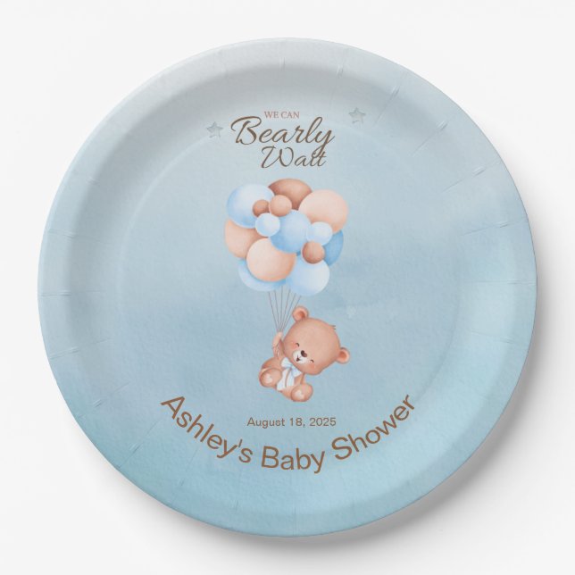 We Can Bearly Wait Baby Shower   Paper Plates (Front)