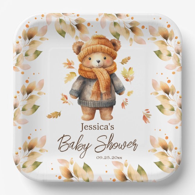 We Can Bearly Wait Baby Shower  Paper Plates (Front)