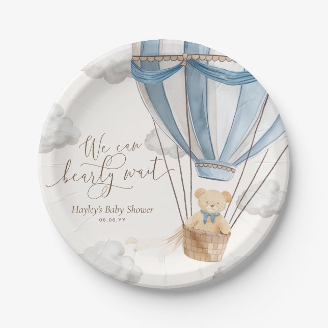 We Can Bearly Wait Baby Shower Paper Plates (Front)