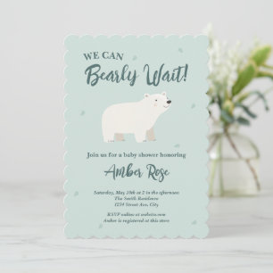 We Can Bearly Wait Baby Shower Polar Bear Invitation
