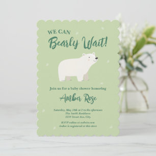We Can Bearly Wait Baby Shower Polar Bear Invitation