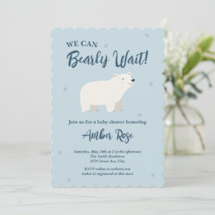 We Can Bearly Wait Baby Shower Polar Bear Invitation