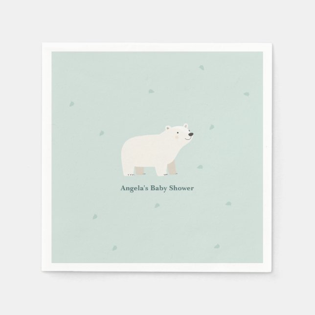 We Can Bearly Wait Baby Shower | Polar Bear Napkins (Front)