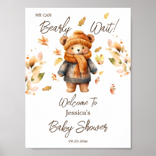 We Can Bearly Wait Baby Shower  Poster