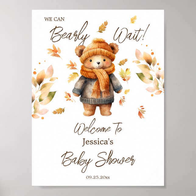 We Can Bearly Wait Baby Shower  Poster (Front)