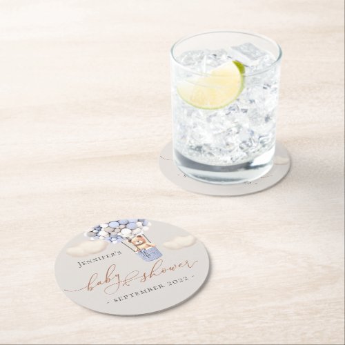 We Can Bearly Wait Baby Shower Round Paper Coaste Round Paper Coaster