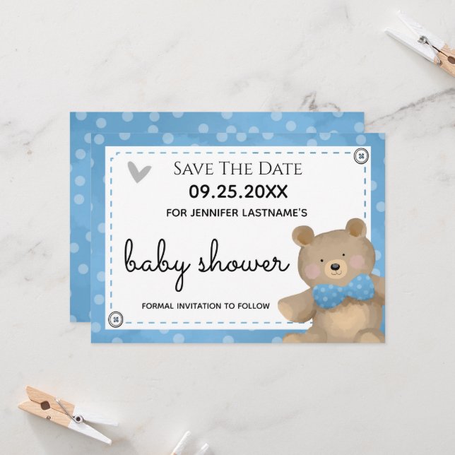 We Can Bearly Wait Baby Shower Save the Date Invitation (Front/Back In Situ)