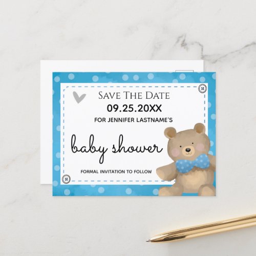 We Can Bearly Wait Baby Shower Save the Date Postcard