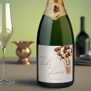 We Can Bearly Wait! Baby Shower Sparkling Wine Lab Label