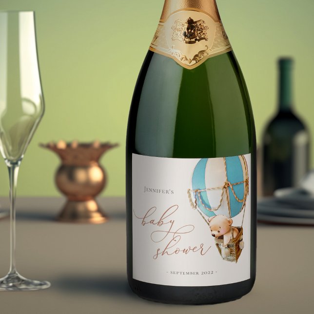 We Can Bearly Wait! Baby Shower Sparkling Wine Lab Label (Creator Uploaded)