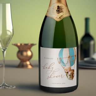 We Can Bearly Wait! Baby Shower Sparkling Wine Lab Sparkling Wine Label