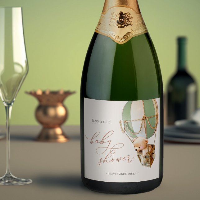 We Can Bearly Wait! Baby Shower Sparkling Wine Lab Sparkling Wine Label (Creator Uploaded)