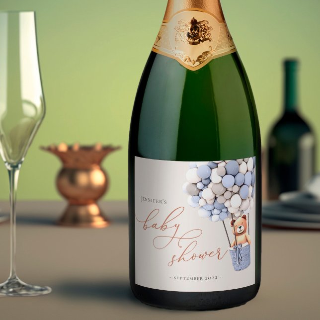 We Can Bearly Wait! Baby Shower Sparkling Wine Lab Sparkling Wine Label (Creator Uploaded)