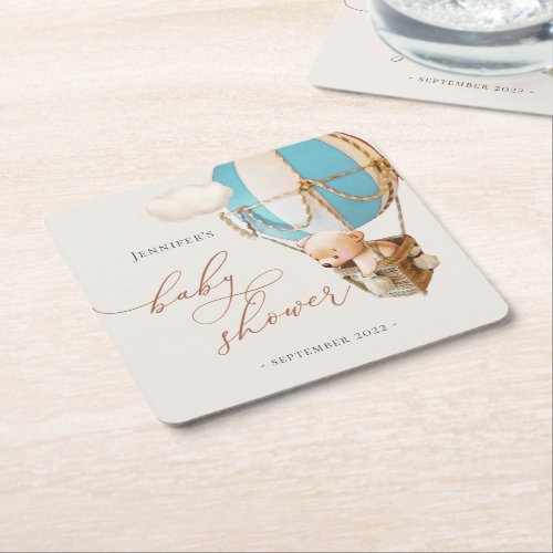 We Can Bearly Wait Baby Shower Square Paper Coast Square Paper Coaster