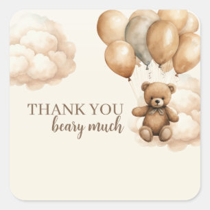We Can Bearly Wait Baby Shower Square Sticker