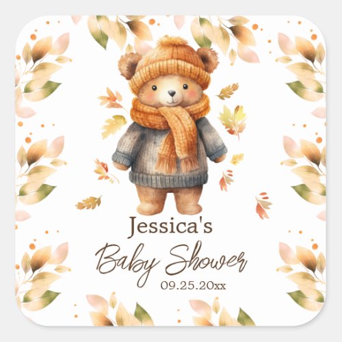 We Can Bearly Wait Baby Shower  Square Sticker