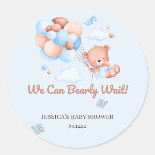 We Can Bearly Wait Baby Shower Sticker