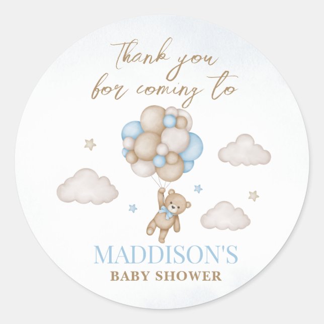 We Can Bearly Wait Baby Shower Sticker (Front)