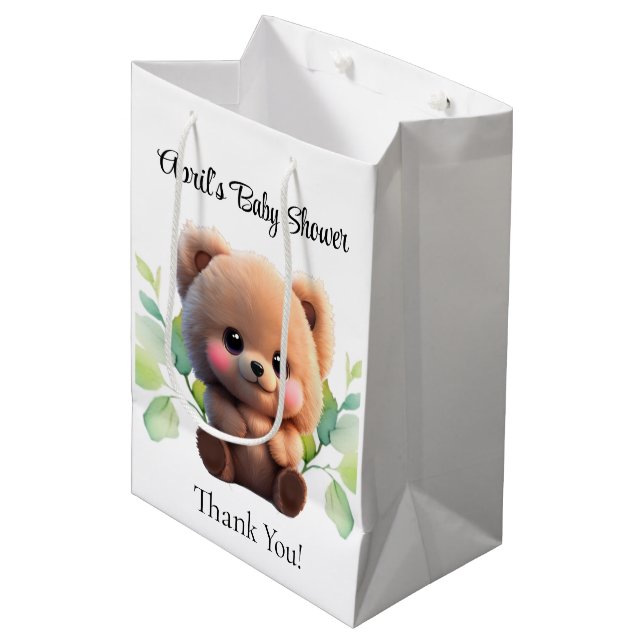 We can Bearly Wait Baby Shower sweet teddy bear  Medium Gift Bag (Front Angled)