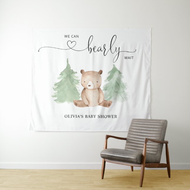 We can bearly wait baby shower tapestry (In Situ (Horizontal))