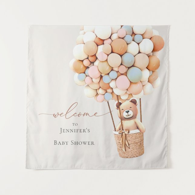 We Can Bearly Wait! Baby Shower Tapestry (Front)