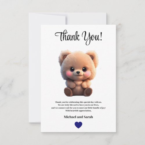 We can Bearly Wait Baby Shower teddy bear boy Thank You Card