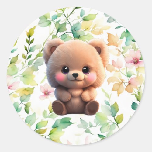 We can Bearly Wait Baby Shower teddy bear Classic Round Sticker