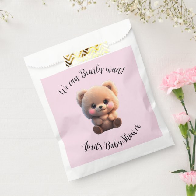 We can Bearly Wait Baby Shower teddy bear Favor Bag (Sealed)