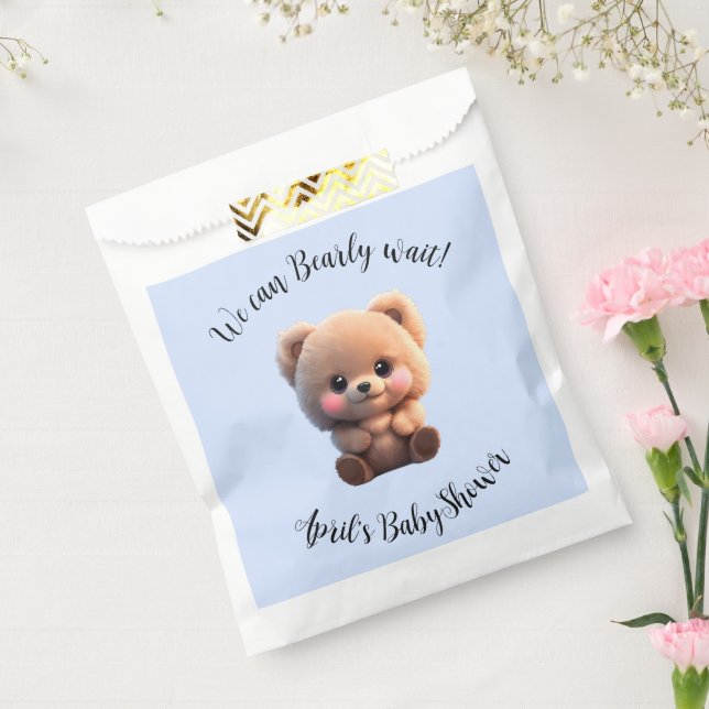 We can Bearly Wait Baby Shower teddy bear Favor Bag (Sealed)