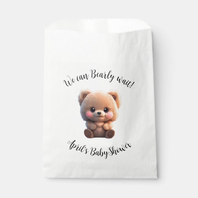 We can Bearly Wait Baby Shower teddy bear Favor Bag (Front)