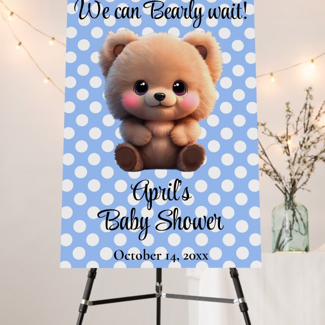 We can Bearly Wait Baby Shower teddy bear Foam Board (In Situ (Stand))