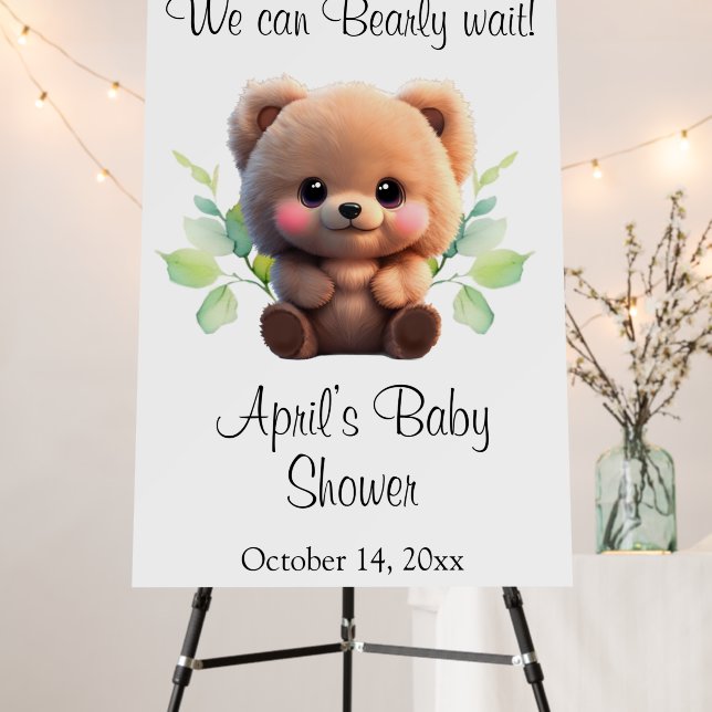 We can Bearly Wait Baby Shower teddy bear Foam Board (In Situ (Stand))