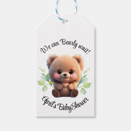 We can Bearly Wait Baby Shower teddy bear Gift Tags