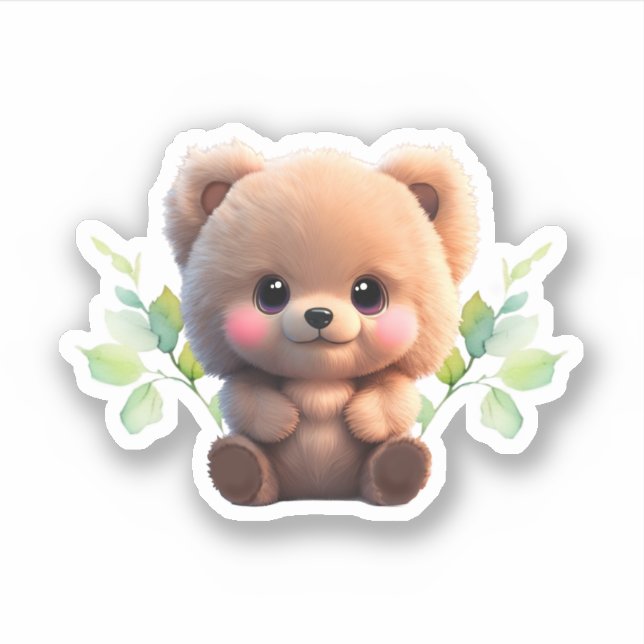 We can Bearly Wait Baby Shower teddy bear Sticker (Front)