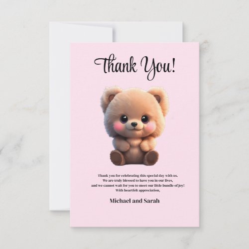 We can Bearly Wait Baby Shower teddy bear Thank You Card