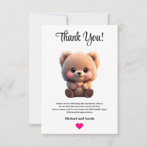 We can Bearly Wait Baby Shower teddy bear Thank You Card