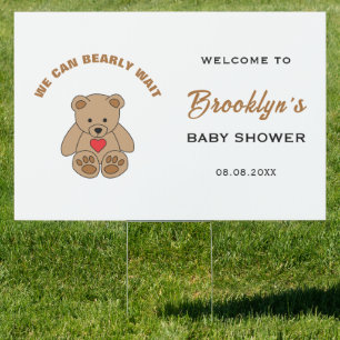 We Can Bearly Wait Baby Shower Teddy Bear Welcome Sign
