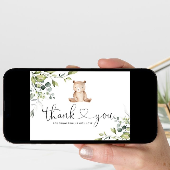 We can bearly wait baby shower thank you card (Front Digital)