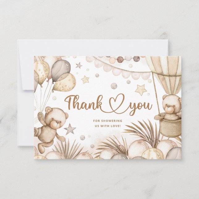 We can bearly wait baby shower thank you card (Front)