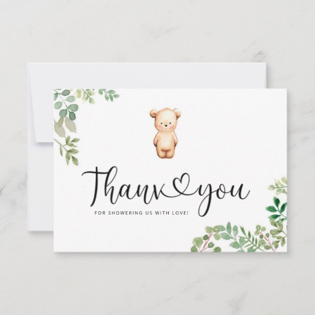 We can bearly wait baby shower thank you card (Front)