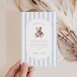 We Can Bearly Wait Baby Shower Thank You Card<br><div class="desc">A thoughtful way to wrap up a special day. This grandmillennial thank you card features soft watercolor stripes,  a vintage teddy bear,  and elegant typography — a classic way to send your gratitude with charm.</div>