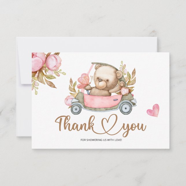 We can bearly wait baby shower thank you card (Front)