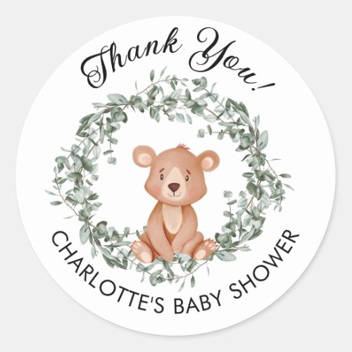 We Can Bearly Wait Baby Shower Thank You Classic Round Sticker