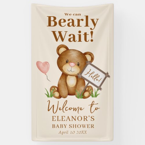 We Can Bearly Wait Baby Shower Welcome  Banner