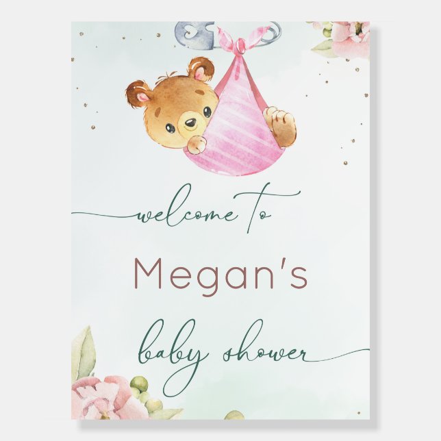 We can bearly wait, baby shower welcome foam board (Front)