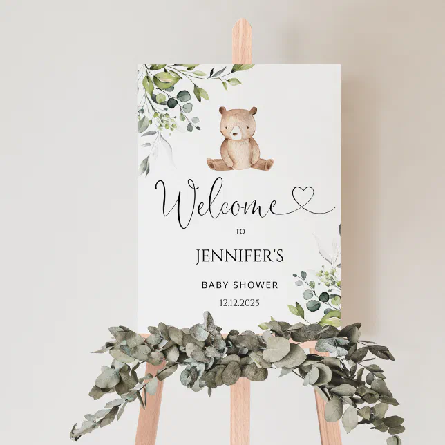 We can bearly wait baby shower welcome foam board | Zazzle