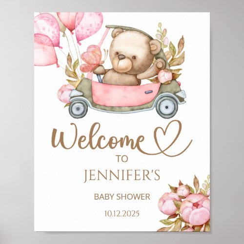 We can bearly wait baby shower welcome poster