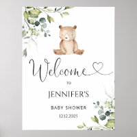 We can bearly wait baby shower welcome  poster