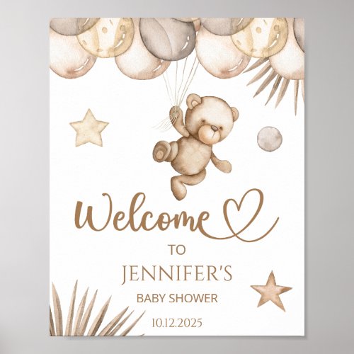 We can bearly wait baby shower welcome poster