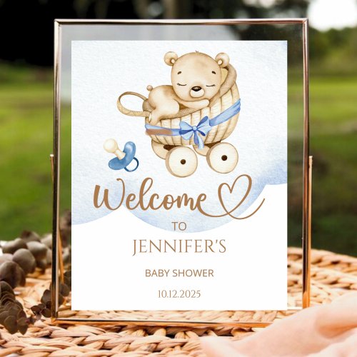We can bearly wait baby shower welcome poster